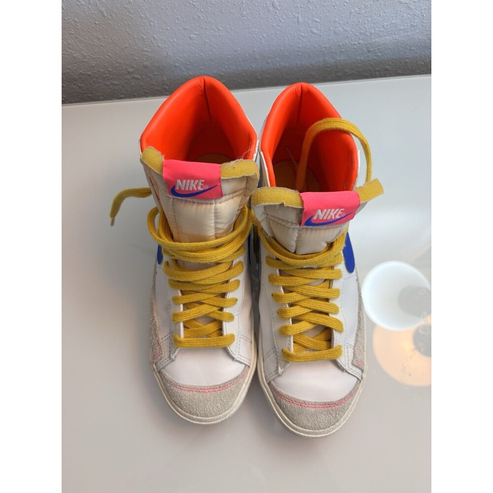 Nike Blazer Mid 77 White Blue Pink Yellow HighTop Sneakers DO1162-100 Womens 7.5